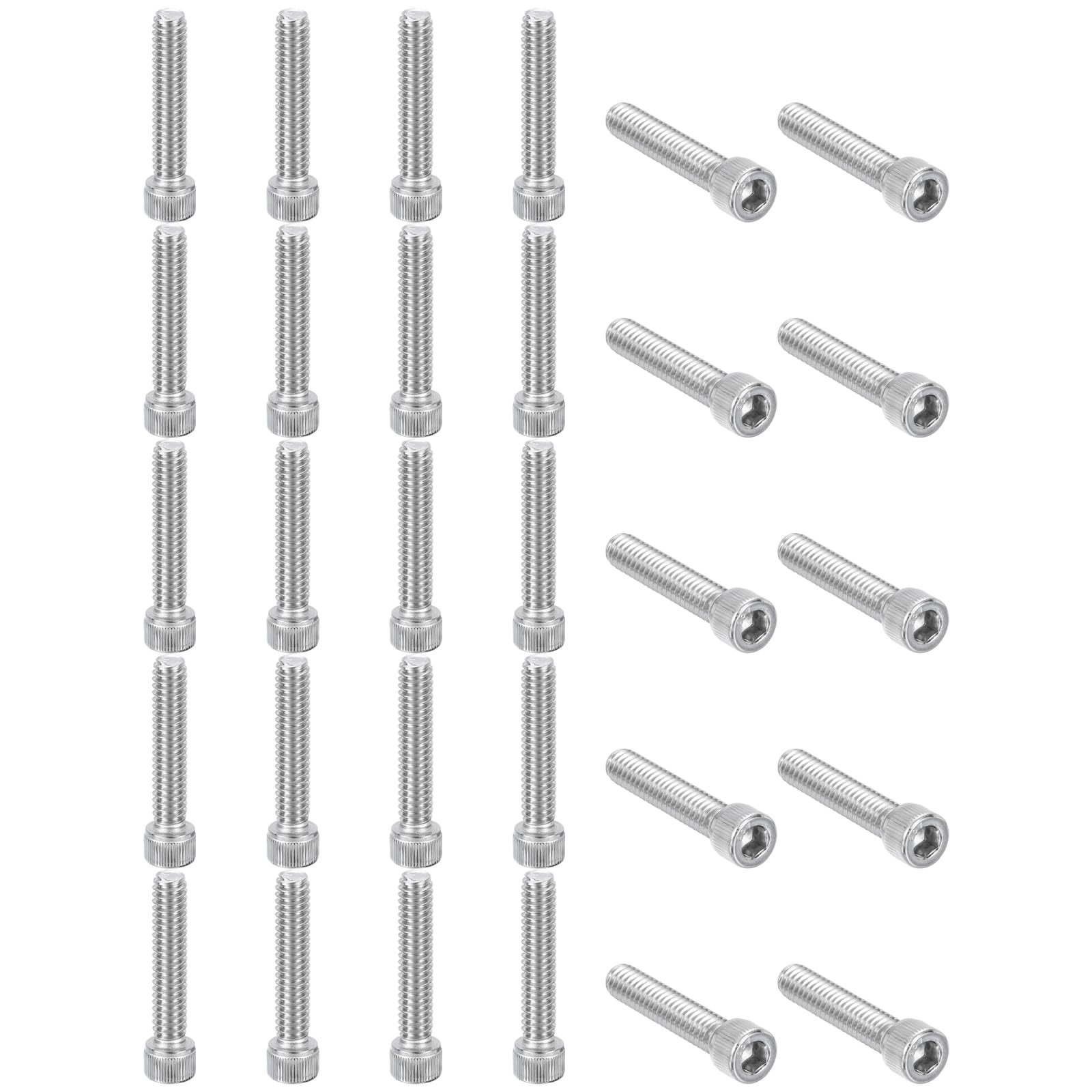 PATIKIL 1/4-20 x 1-1/4" Hex Socket Cap Head Screw Bolt, 30Pcs 304 Stainless Steel 18-8, Machine Full Thread for Construction, Manufacturing, Engineering, Assembling, Furniture