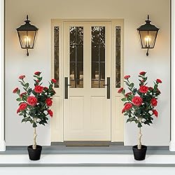 3FT Artificial Camellia Tree, 2 Pack Fake Camellia