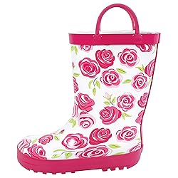 Hudson Baby Kids Rain Boots, Pink Roses, 8 US