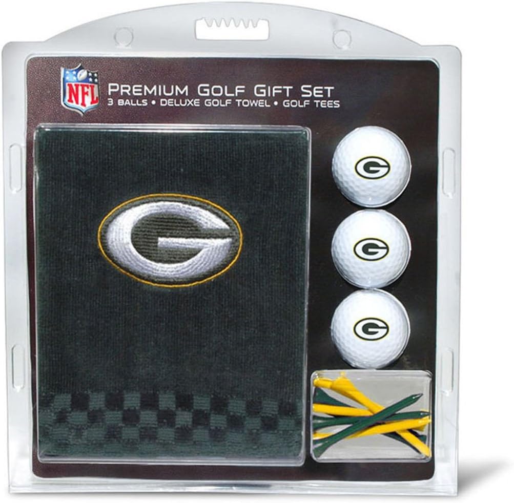 Team Golf NFL Green Bay Packers Gift Set Embroidered Golf Towel, 3 Golf Balls, and 14 Golf Tees 2-3/4" Regulation, Tri-Fold Towel 16" x 22" & 100% Cotton : Green Bay Packers Golf Bag : Sports & Outdoors