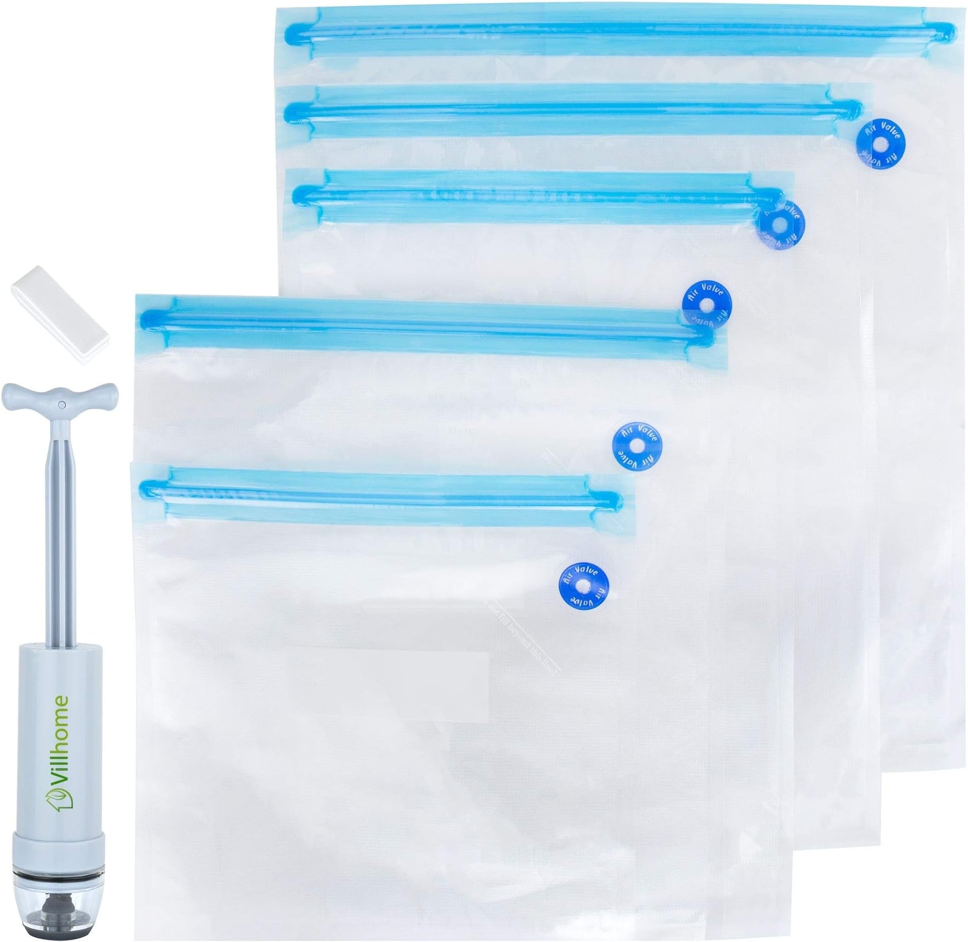 Sous Vide Bags Kit, Best Food Saver Bags Kit, 5 BPA Free Reusable Food Vacuum Sealed Bags and 1 Pump Help to Save Food Longer, Easy to Use, Best Sous Vide Bags Kit for 2018