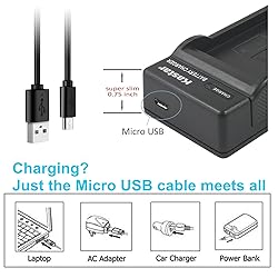 Kastar Battery (X2) & Slim USB Charger for Kodak