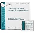 PDI Castile Soap Towelette - Premoistened Facial Cleansing Wipe with Coconut Oil, Great for Travel - Individual Packet, 7.7 in. x 5in., 100 Count, 1 Pack