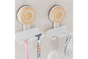 Razor Holder for Shower, Suction Cup Shaver Holder for Wall, Removable&Reusable Suction Cup Hooks for Bathroom, Damage-Free S