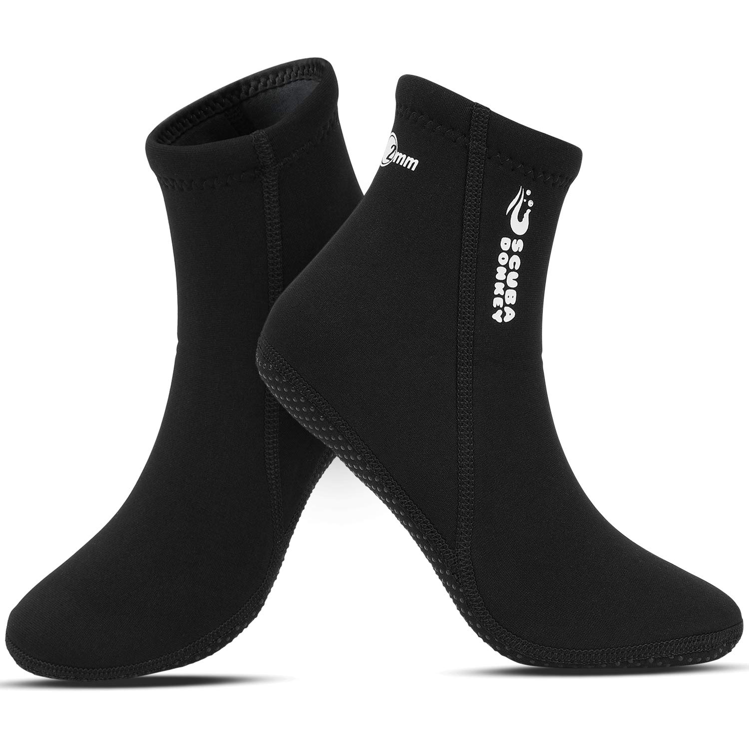 QKURT 2mm Neoprene Diving Socks, Wetsuit Sock for Scuba Diving, Snorkeling and Water Sport, Anti-Slip Fins Socks for Men Women, S