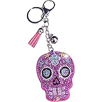 Aqua79 Sugar Skull Keychain - Black Sparkling Rhinestones Charm