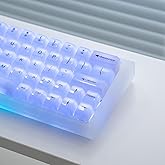 GUUKEY Crystal Transparent White Jelly Keycaps, 115 Keys MDA Profile 60 65 75 100 Percent Set for Cherry MX Mechanical Gaming Keyboards, RGB Compatible Premium PC Clear Keycaps