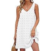 Buauty Womens Casual Sun Dresses Summer Swimsuit Swiss Polka Dot Beach Cover Up Sleeveless V Neck Tank Dress 2026 Vacation