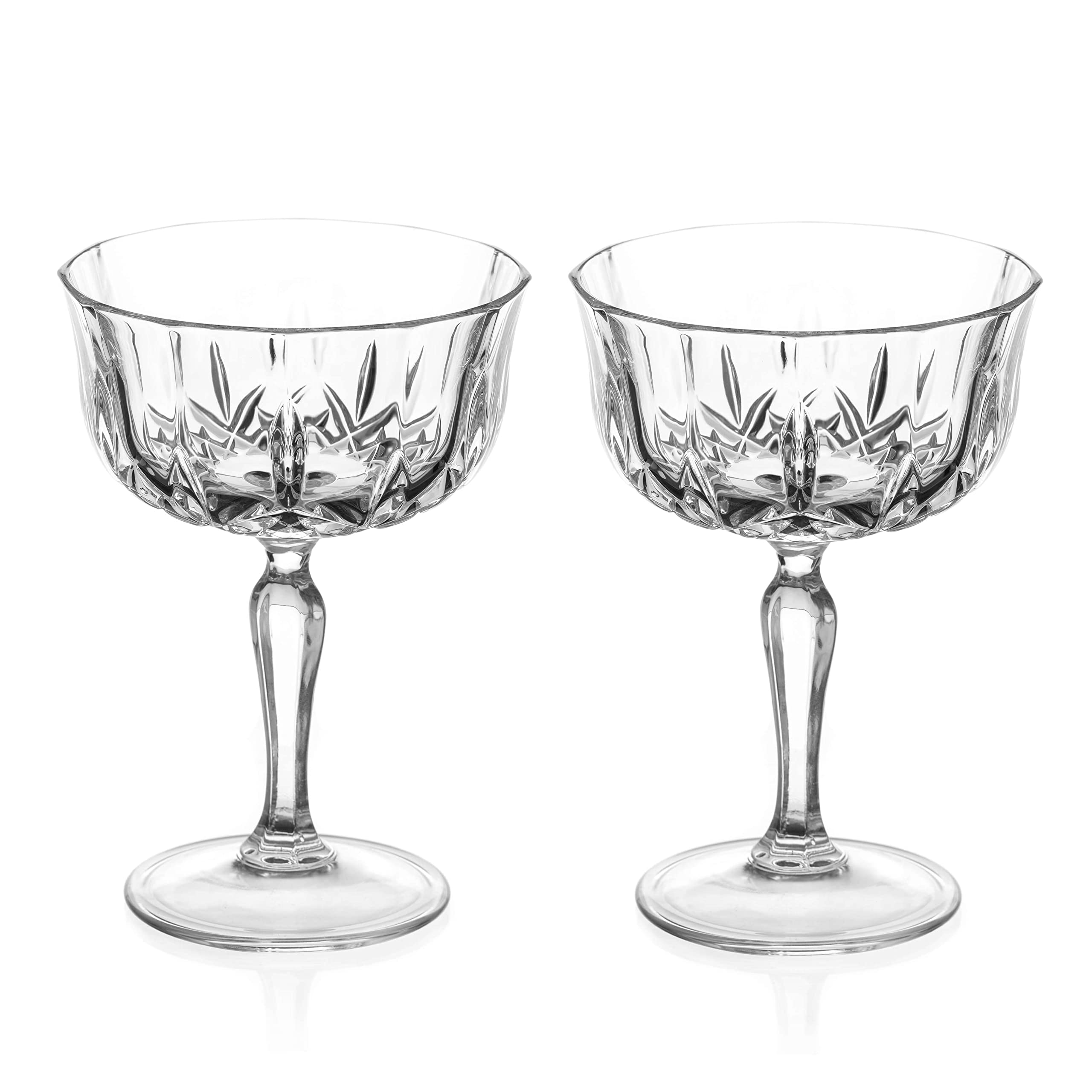 DIAMANTE Dorchester Champagne Prosecco Coupe Champagne Saucer Cocktail Saucer Glass Dessert Bowl - Made from Premium Crystal - Set of 2