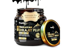 BEEPWELL Pure Himalayan Organic Shilajit Resin Extract for Men & Women- 100% Natural Ashwagandha Black Pepper Shilajit Resin for Men Women Gold Ayurvedic,Fulvic Acid 85 + Trace Minerals, 50 Servings, 40 Grams