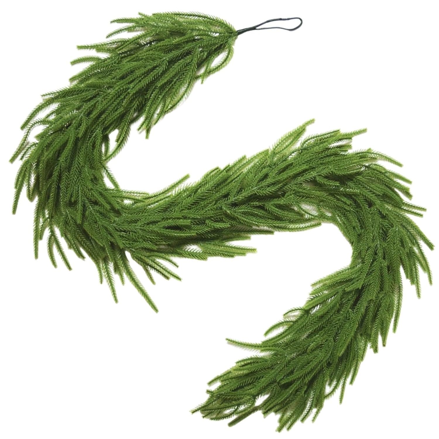 Christmas Norfolk Pine Garland, 15Ft/4.5m Real Touch Lifelike Foliage Christmas Greenery Garland for Home Decor Fireplace (1PC, 15FT)