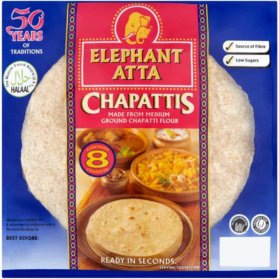 Elephant Roti Elephant Atta Elephant Chapatti Bread 360g x 6: Amazon.co.uk: Grocery