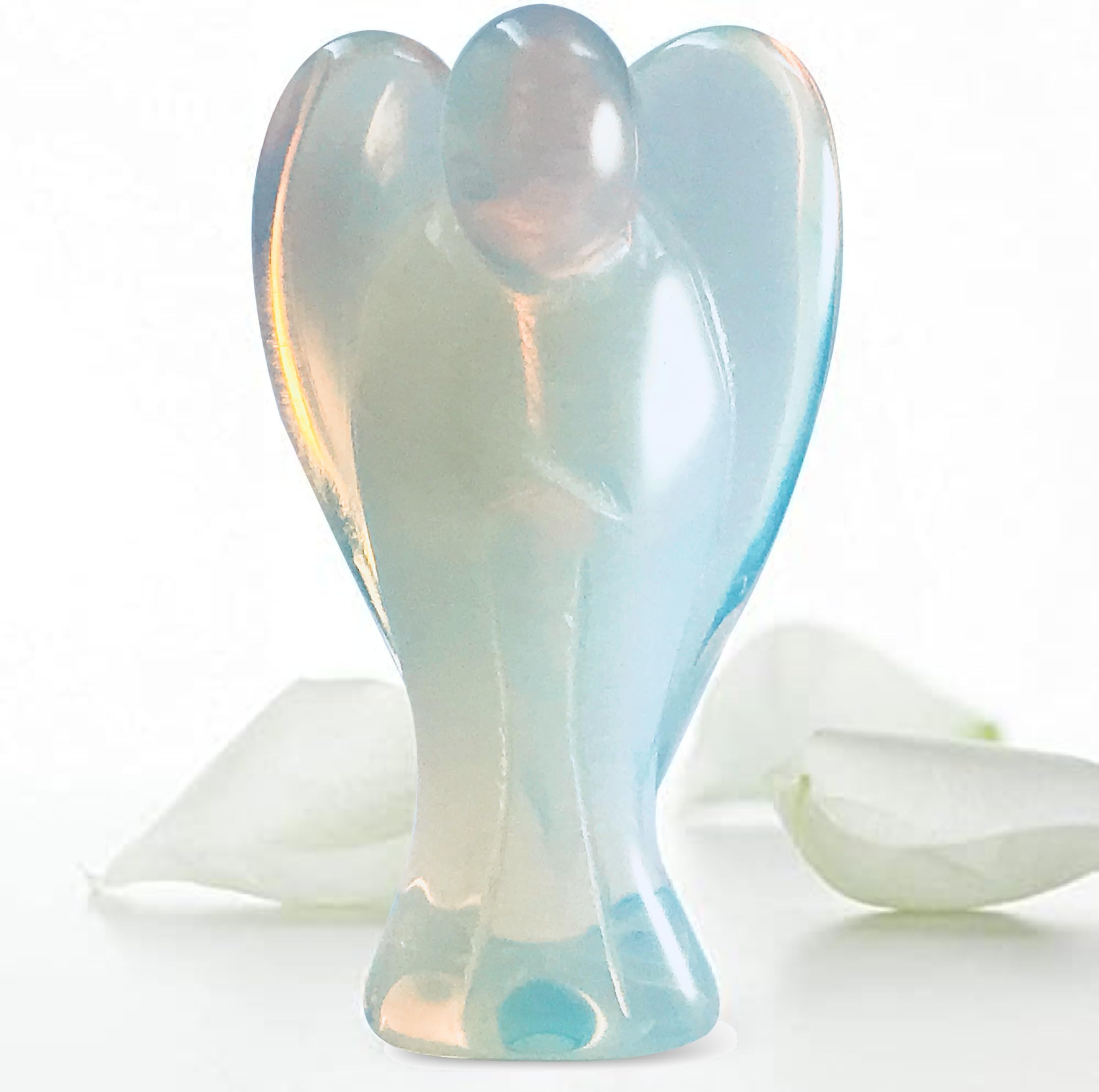 Earth Therapy Original Pocket Guardian Angel with Serenity Prayer Card - Opal Healing Stone Figurine - Bless Yourselves and Your Loved Ones