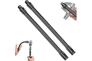 1/2" Drive Flexible Socket Extension Bar Set 250mm & 350mm Spring Steel Shaft Extenders for Ratchets & Electric Impact Wrench