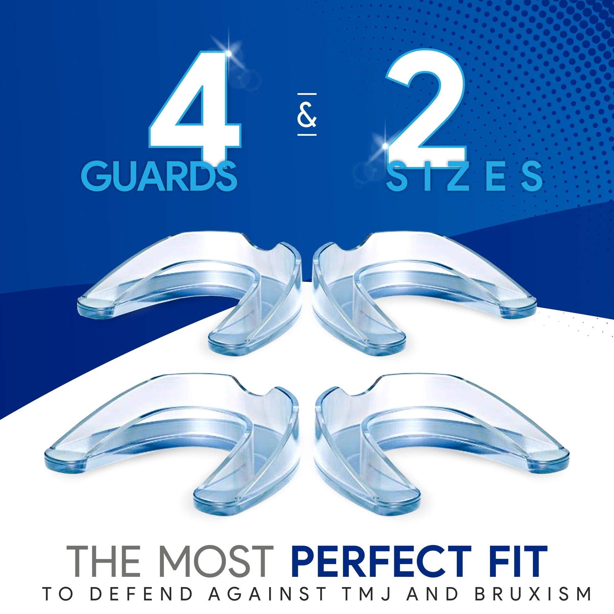Professional Mouth Guard for Grinding Teeth, 2 Sizes, 4 Pieces