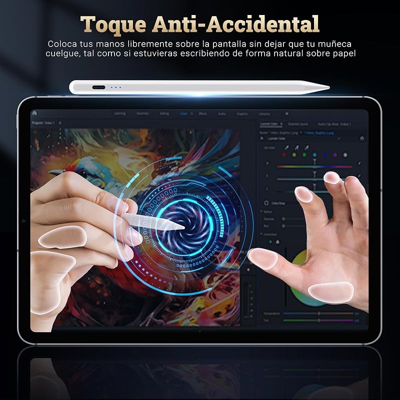 Lápiz para iPad 2018-2025 - Carga Rápida, Detección de Inclinación, Rechazo de Palma-Stylus Pencil para Apple Pencil con iPad 11/10/9/8/7/6/A16, Pro M5/3/4/5/6/M4, Air 3/4/5/M2/M3, Mini 5/6 Pad — foto 5 de 8