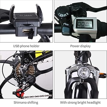 Amazon.com: ENGWE bicicleta eléctrica plegable con batería ...