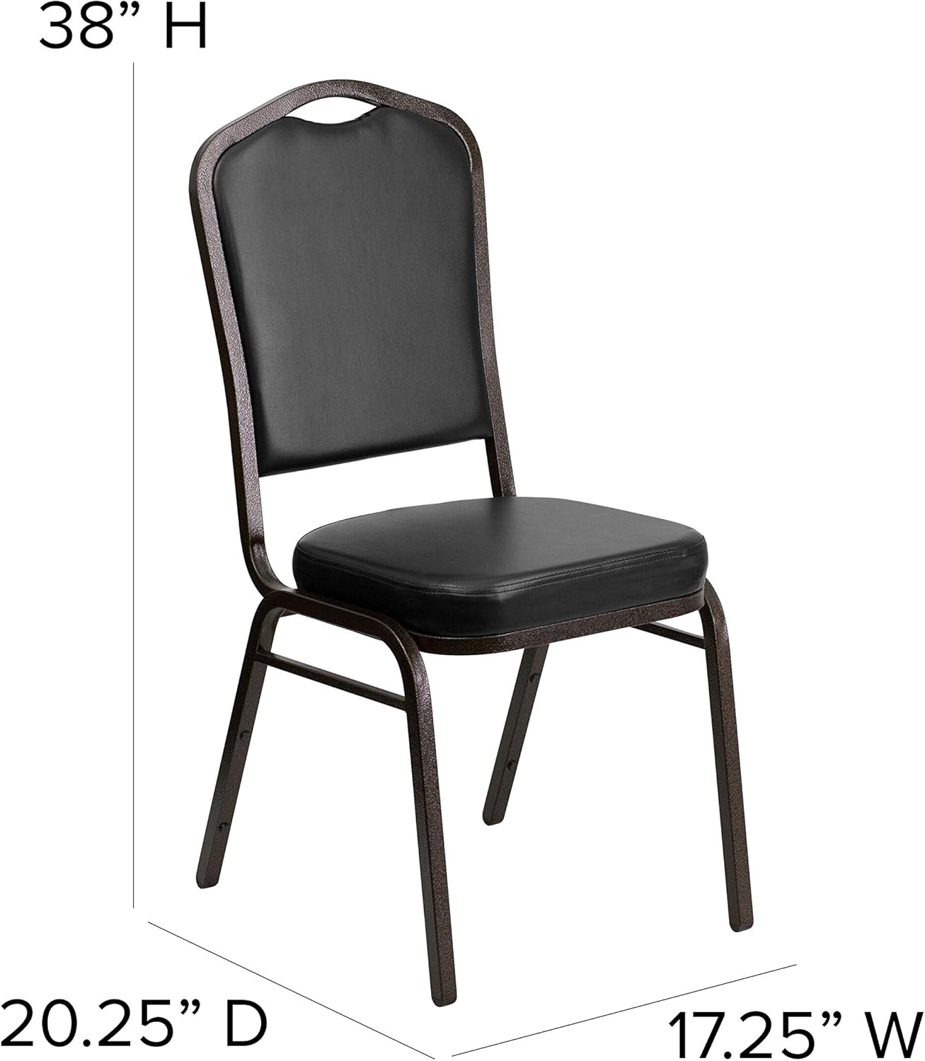 Flash Furniture HERCULES Series Crown Back Stacking Banquet Chair in Black Vinyl - Gold Vein Frame: Furniture & Decor