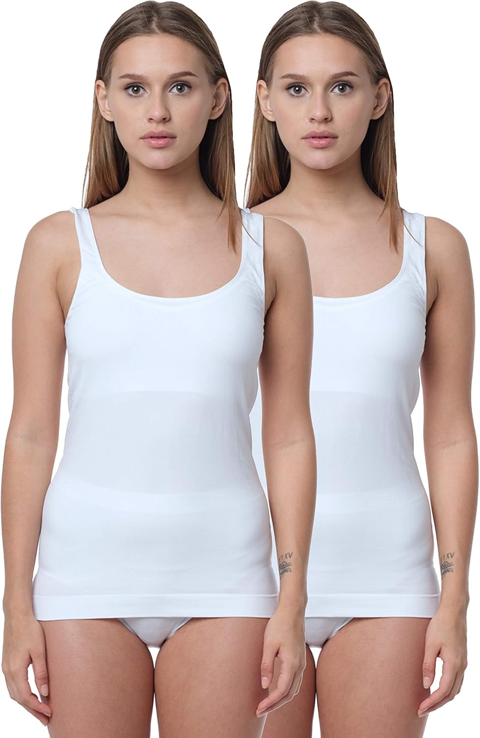Yenita 2 Pack Women's Seamless Camisole Wide Strap Basic Layering Tank Top at  Women’s Clothing store