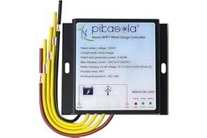 Pikasola MPPT Wind Turbine Charge Controller Wind Generator Controller, 12V/24V Auto Match MPPT Controller IP67 Waterproof, Suitable for 400Watt 600Watt Wind Turbine Generator