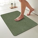 TYUU Bathroom Mat Quick Dry, Bathroom Rugs Non Slip Washable Thin Absorbent Bath Mat Fits Under Door Bathroom Floor Mat Perfect for Bath, Shower, or Sink 16"x24" Sage Green