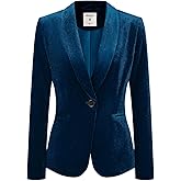 Allegra K Women's Halloween Christmas Office Coat Solid Shawl Collar 1 Button Velvet Blazer