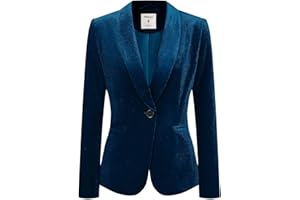 Allegra K Women's Halloween Christmas Office Coat Solid Shawl Collar 1 Button Velvet Blazer