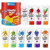 Jar Melo Safe Finger Paints for Toddlers, 10 Colors Large Capacity (2.1fl oz), Washable Fingerpaint Set, Kids Art Painting Su