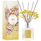 Airkeep Reed Diffuser Set,6.76 fl oz (200 ml) - White Jasmine Oil Diffusers with 8 Reed Sticks, Home Fragrance Reed Diffuser for Bathroom Shelf Decor