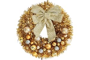 Fenteer Christmas Wreath for Front Door Xmas Decor Decorative Lifelike Gift Artificial Wreath Small Garland for Farmhouse Fir