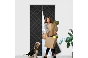 FIGERMOON Magnetic Thermal Insulated Door Curtain,Insulation Screen Door with Hands Free Automatic Closing Weatherproof Oxford Material, Cool in Summer,Warm in Winter (Fit Door Size 32 x 80 Inch)