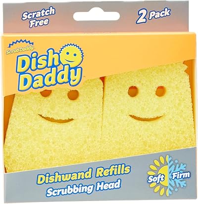 Scrub Daddy Dish Daddy Wash Sponge Yellow 2 Pieces Replacement Heads
