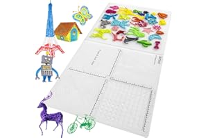 iArtker Transparent 3D Pen Mat, 24" x 12" 3D Printing Pen Mat with 3D Animals, Plants Patterns, Double-Sided with Grooved and Non-Slip Surface, 3D Pen Accessories for Kids, Adults