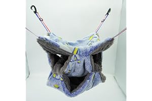 neolun Noctilucent Ferret Hammock Bedding Small Pet Cage Accessories Toy Triple-Layer Hammock Bedding for Hamster Guinea Pig Rat Ferret Chinchilla Playing Sleeping(Blue)