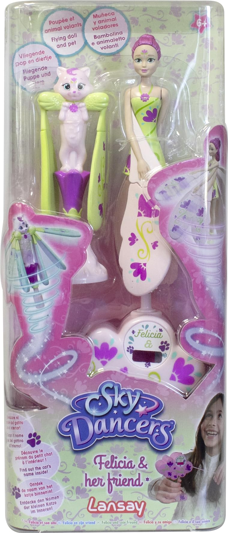 Sky Dancers: Felicia & Friend (Doll & Pet Twin Pack) | Pull the Cord and Watch as They Make a Dazzling Dance Through Mid-Air! | Flying Doll Toy | Gift For Ages 5+