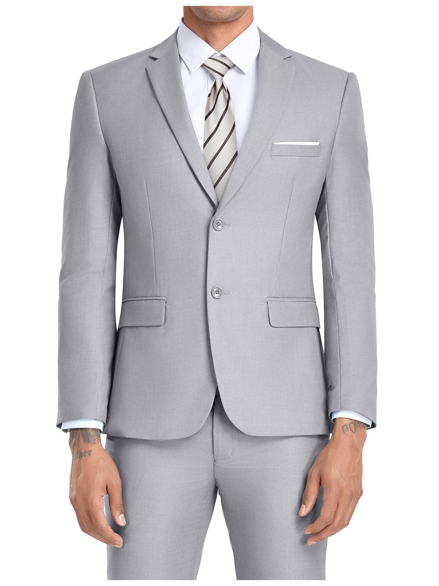 Men's Suit Slim Fit 2 Piece Grey Suits for Men Solid Jacket Pants with — free download