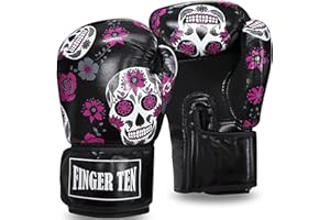 Boxing Gloves Women 8 10 12 14 oz, PU Leather Womens Kickboxing Sparring Punching Gloves Color White Pink Black, Workout Kick