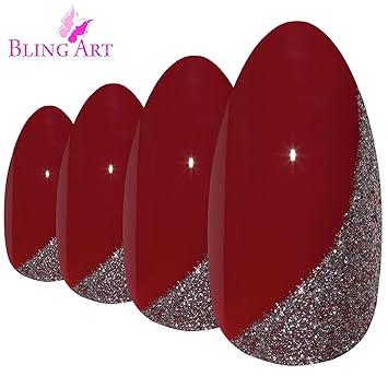 Amazon.com: Bling Arte almendra uñas postizas falso Stiletto ...