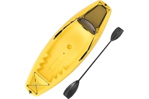 BODIOO Kayak with Paddle 6.5 FT Recreational Rowing Fishing Boat with Hard Shell Recreational Ocean Kayak Sit-in one Person