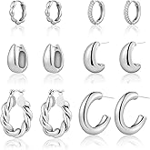 ALLHOLA Gold Hoop Earrings for Women Trendy, 6 Pairs 14k Gold Plated Huggie Hoops Earrings Set for Women Hypoallergenic, Lightweight Chunky Twisted Hoop Earrings for Women Trendy Jewelry Gifts.
