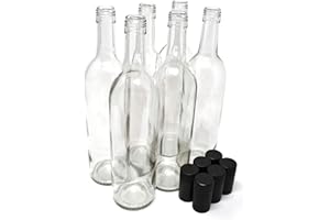 nicebottles Wine Bottles with Screw Caps, Clear, 750ml - Pack of 6