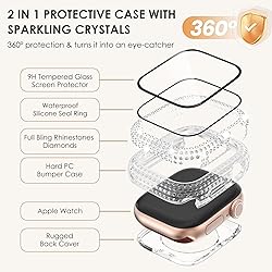 WINGLE 2-in-1 Waterproof Bling Case for Apple Watch