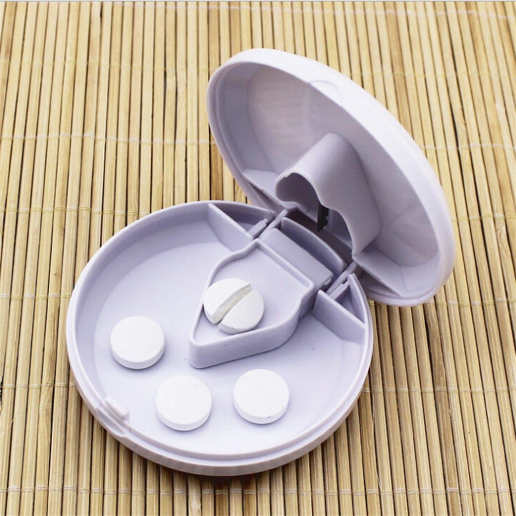 CanViUKK Portable Pills Cutter Case Plastics Travel Medicine Storage Holder Box White