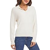 Woolicity Sweaters for Women Long Sleeve Knitted Collared Sweater Polo V Neck Casual Pullover Shirts Jumper Tops