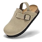 UpResty 100% Genuine Suede Toddler Kids Clogs with Arch Support, Boys Girls Infant Clogs with Comfort Memory Foam Insole, Non Slip Cork Footbed Mules for Kid with Adjustable Straps