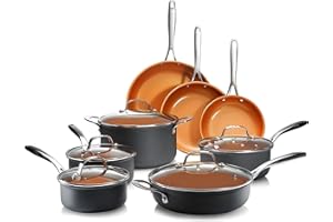Gotham Steel Pro 13 Pc set Ceramic Pots and Pans Set Non Stick Cookware Sets Pot and Pan Set, Kitchen Cookware Sets, Ceramic Cookware Set, Hard Anodized Cookware Set, Pot Set, Dishwasher Safe, Copper