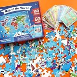 Quokka Giant World Map Puzzle 150pc 30x60cm with 50 Flashcards for Kids view 7