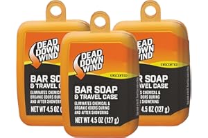 DEAD DOWN WIND Bar Soap & Travel Case | 4.5 Oz Bar | 3 Pack | Odor Eliminator, Hunting Accessories | Scent Blocker Body Soap for Hunting | All Natural Hunting Soap with Odor Fighting Enzymes