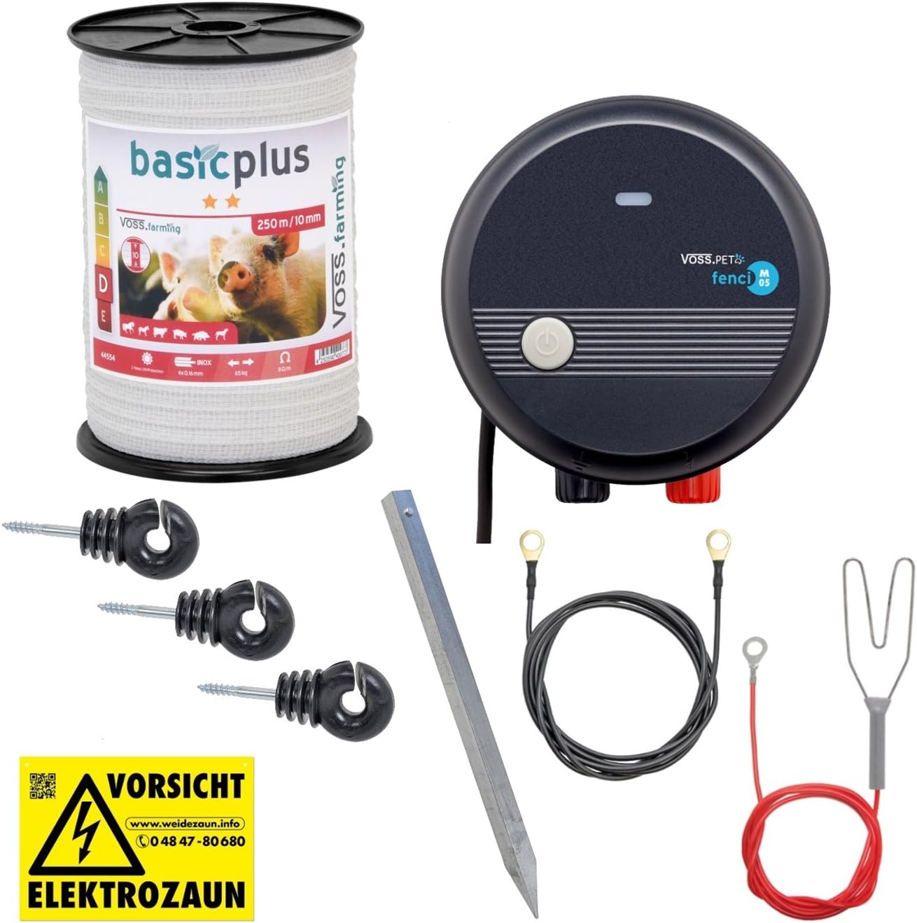 VOSS.farming Hundezaun Elektrozaun Starterset für den Garten Weidezaun