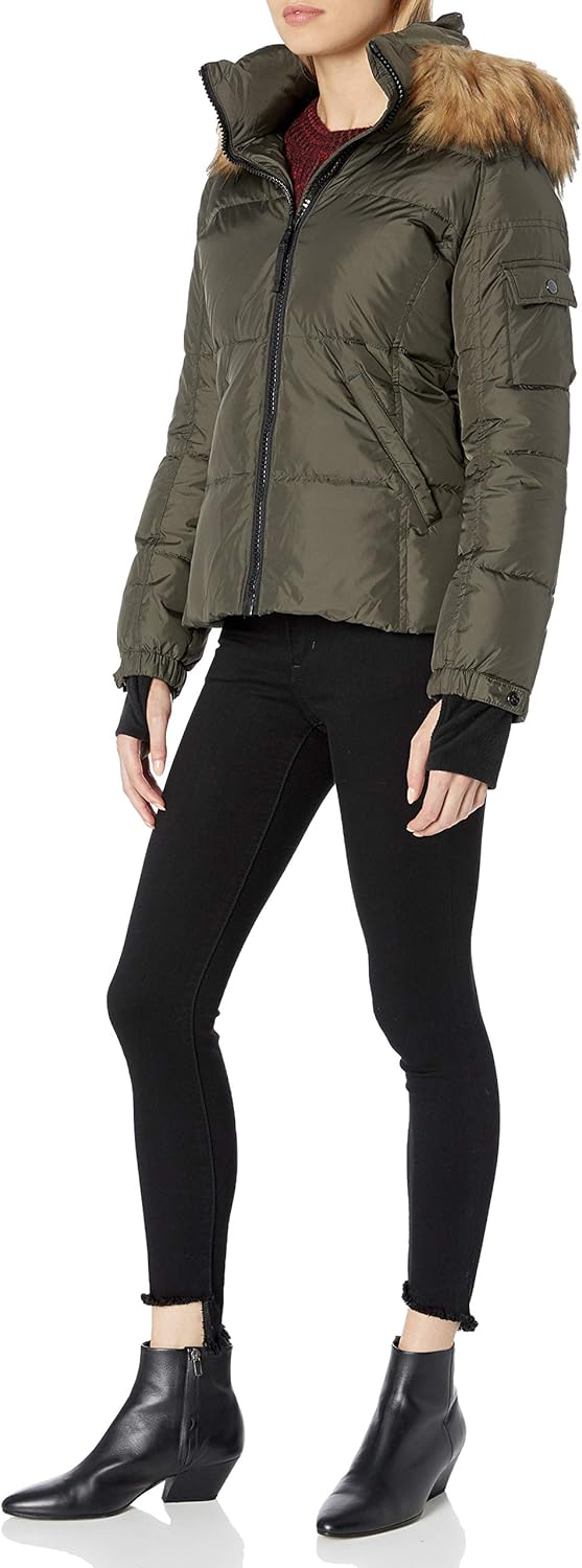 S13 Women's Kylie Down Puffer Jacket with Faux Fur Trimmed Hood at  Women's Coats Shop